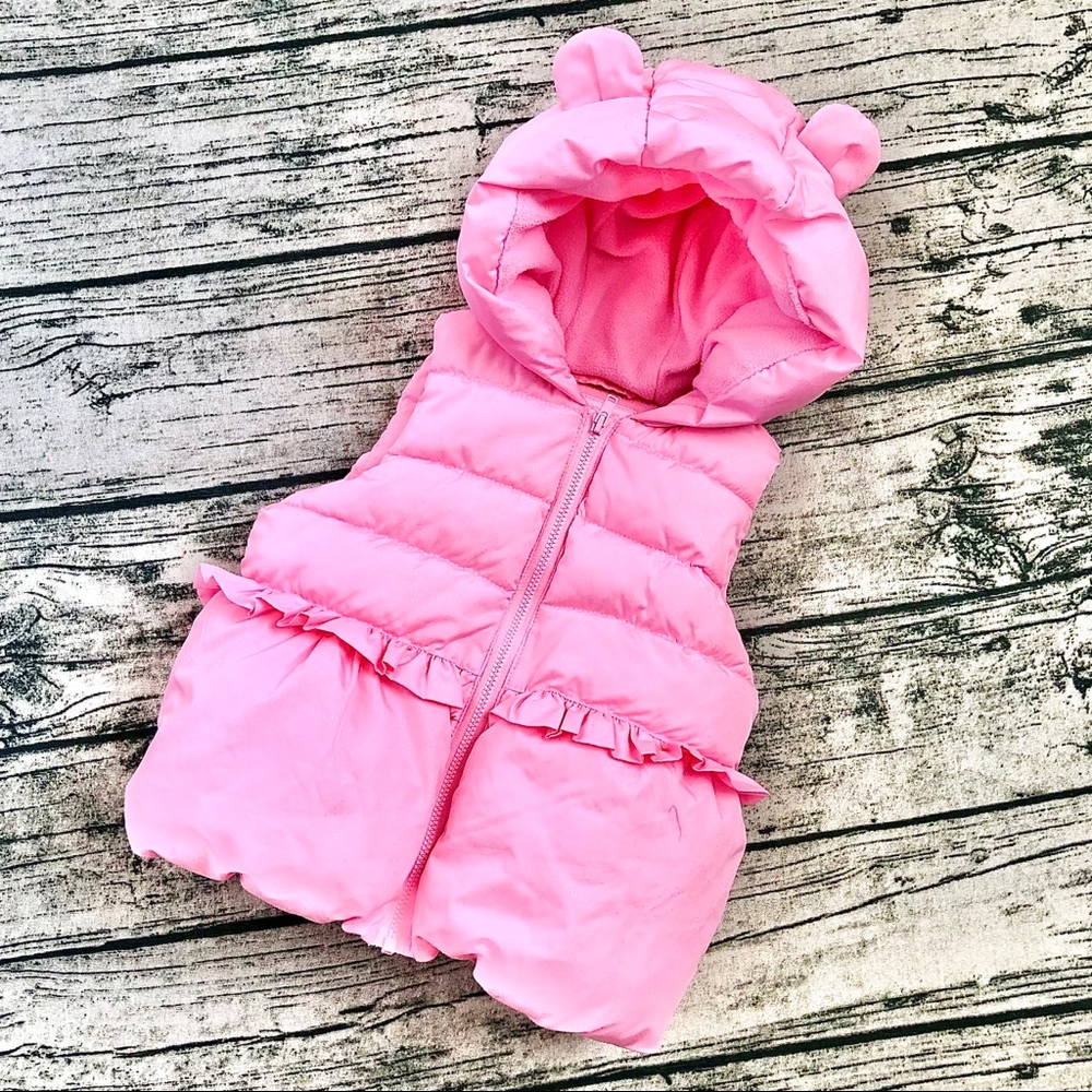 GYMBOREE⚡️Pink Bomber Ear Hoodie Jacket Vest_2T
